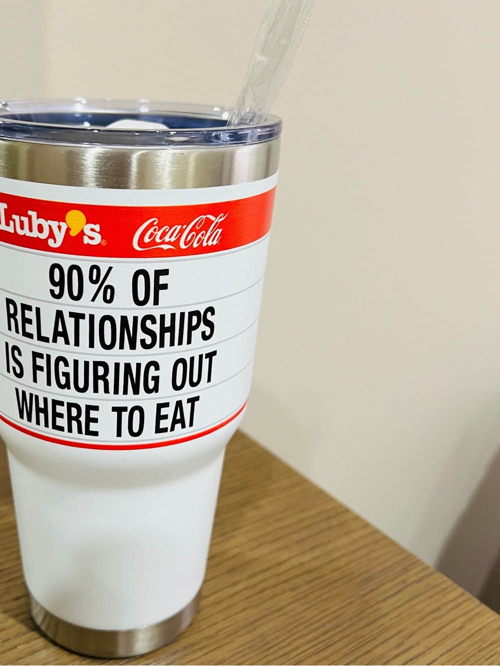 Luby's  White Insulated Tumbler limited edition
